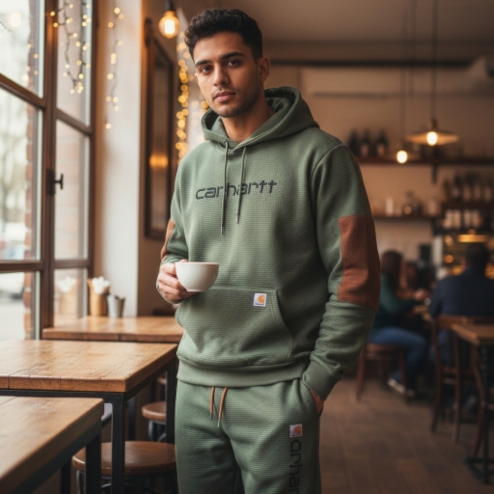 NIB Army Green Waffle 2 Piece Casual Outfit‎ With Hoodie Size XL Z16
